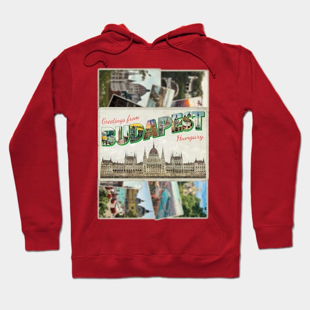 Greetings from Budapest in Hungary vintage style retro souvenir Hoodie by DesignerPropo